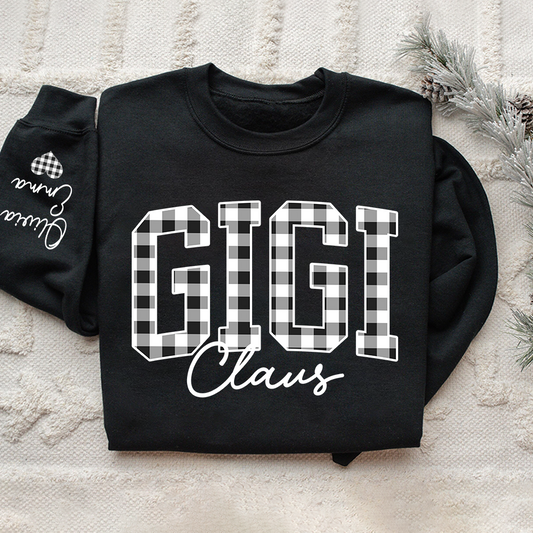 Custom Gigi Claus White Caro Christmas With Kids Sweatshirt