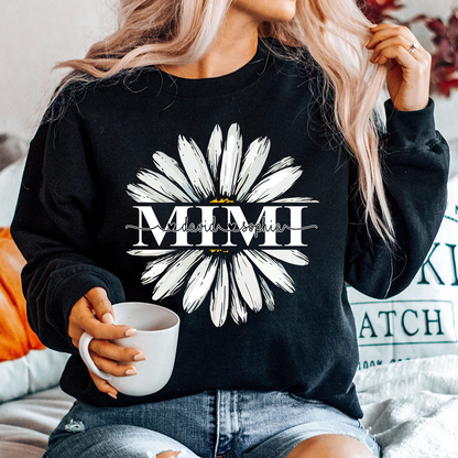 Mimi White Daisy Flower With Grandkids Sweatshirt