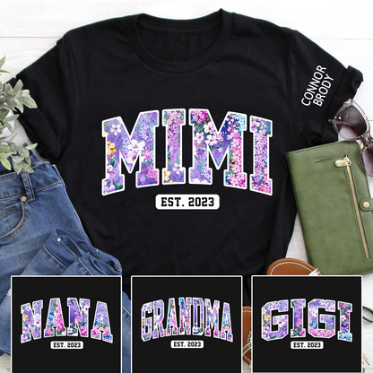 Mimi Floral 3 Shirt, Custom Mimi And Kids, Mother's Day Gift TH