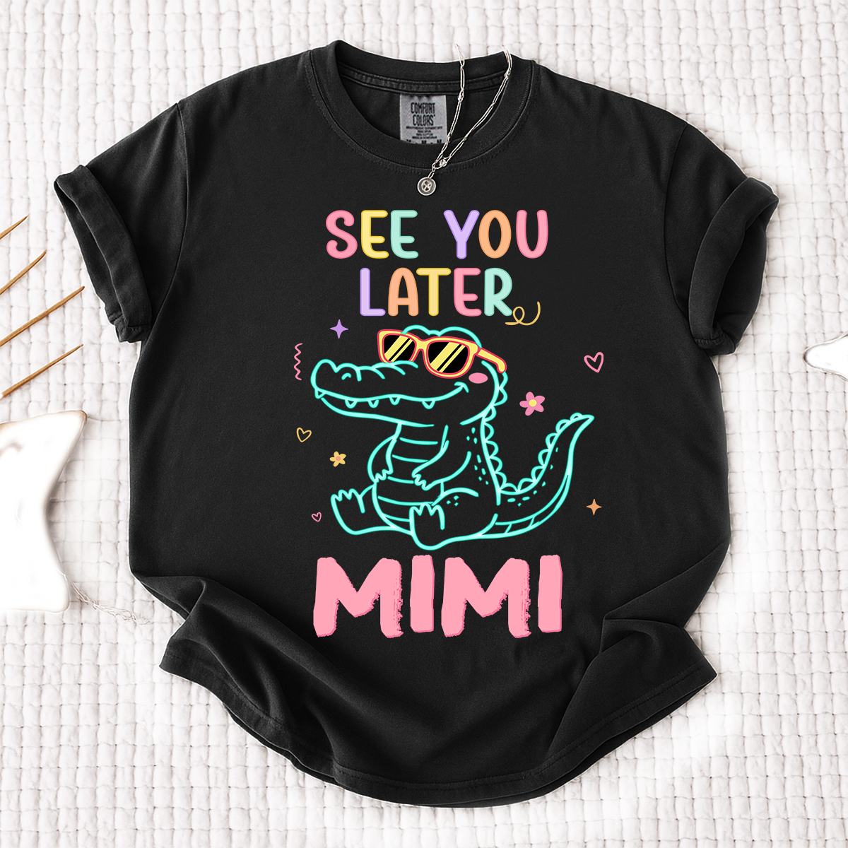 Comfort Colors® Personalized See You Later Mimi Cute Alligator Grandma Shirt, Custom Grandma Beach Shirt, Ocean Vacation Gift for Mimi Nana Gigi, Birthday Mothers Day Shirt