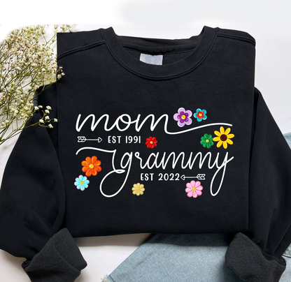 Personalized Mom Grandma Flower Color  Sweatshirt