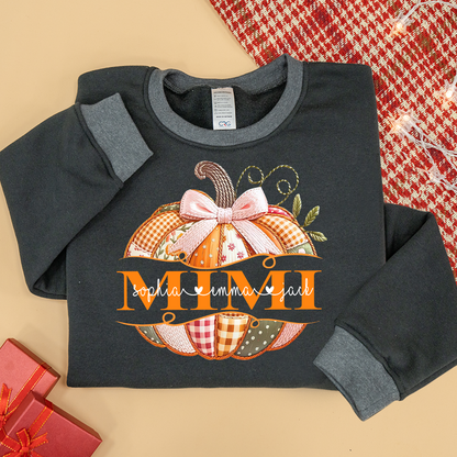 Mimi Pumpkin with Grandkids Names – Fall Gift for Grandma Sweatshirt Mix