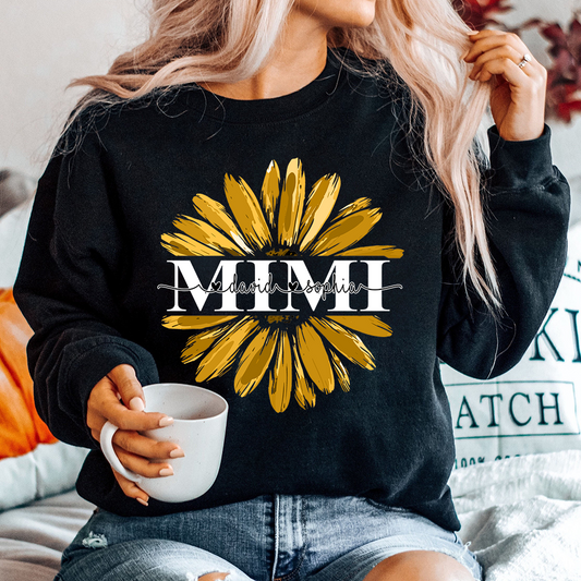 Mimi Yellow Daisy Flower With Grandkids Sweatshirt