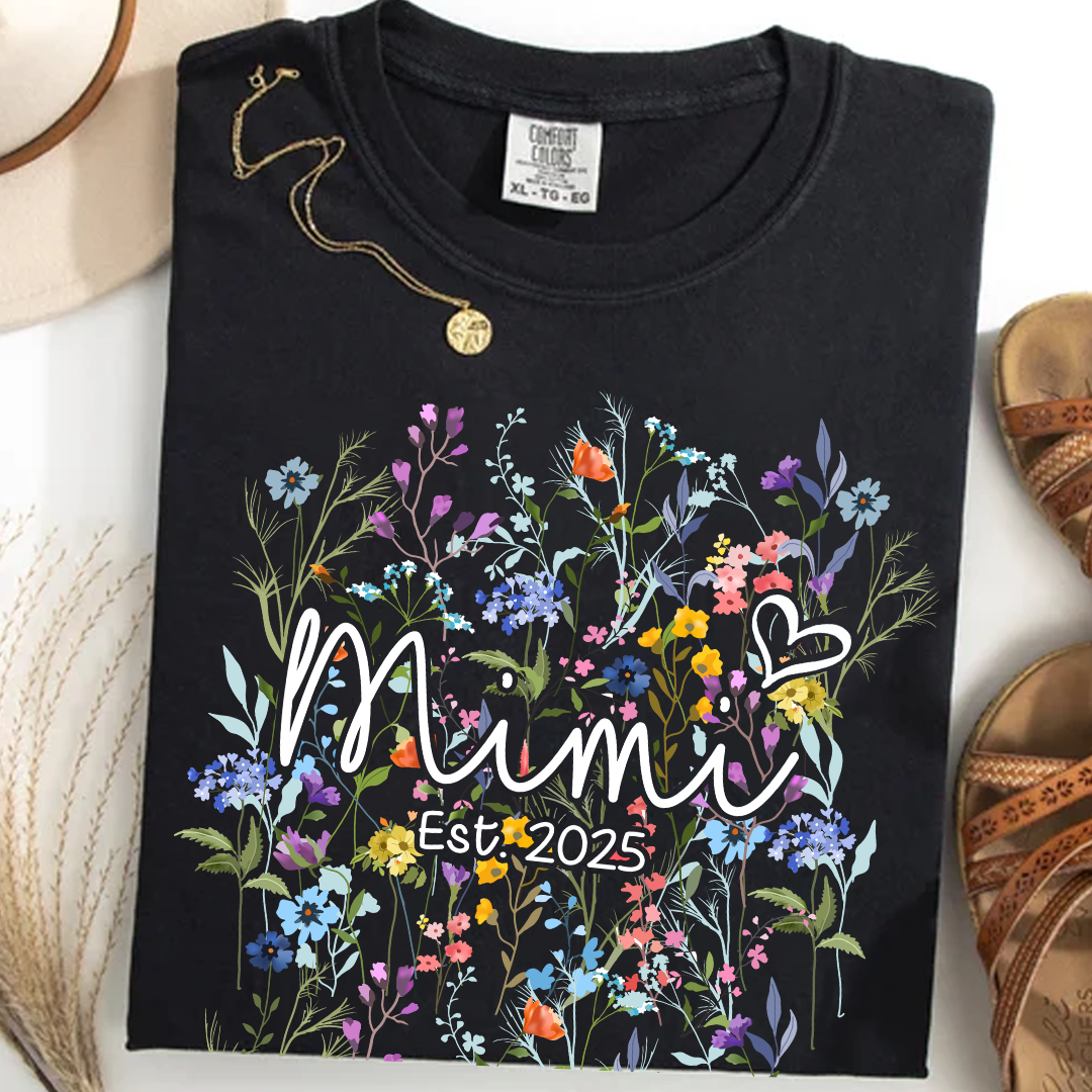 Comfort Colors® Mimi Heart Wildflower And Grandkids Shirt Gift for Grandma, Mother's Day, Birthday