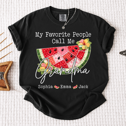 Comfort Colors® Custom Grandma Watermelon Shirt, Personalized Grandkids Names Shirt, Cute Summer Family Gift for Grandma Nana Mimi Gigi