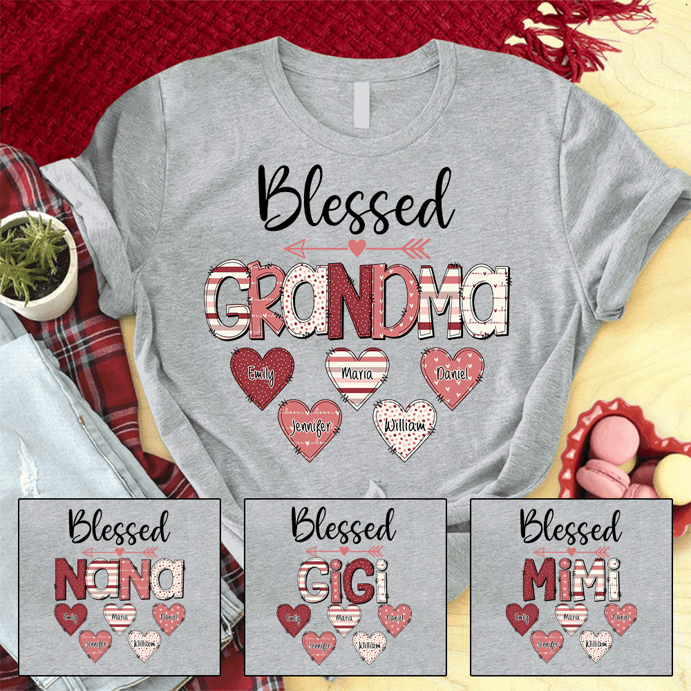 Godmerch Personalized Nickname Mom and Grandma T-shirt CG02, Grandma Shirt, Mom Mimi Aunt Shirt, Gift Valentine's Day Mother's Day for Mom and Grandma