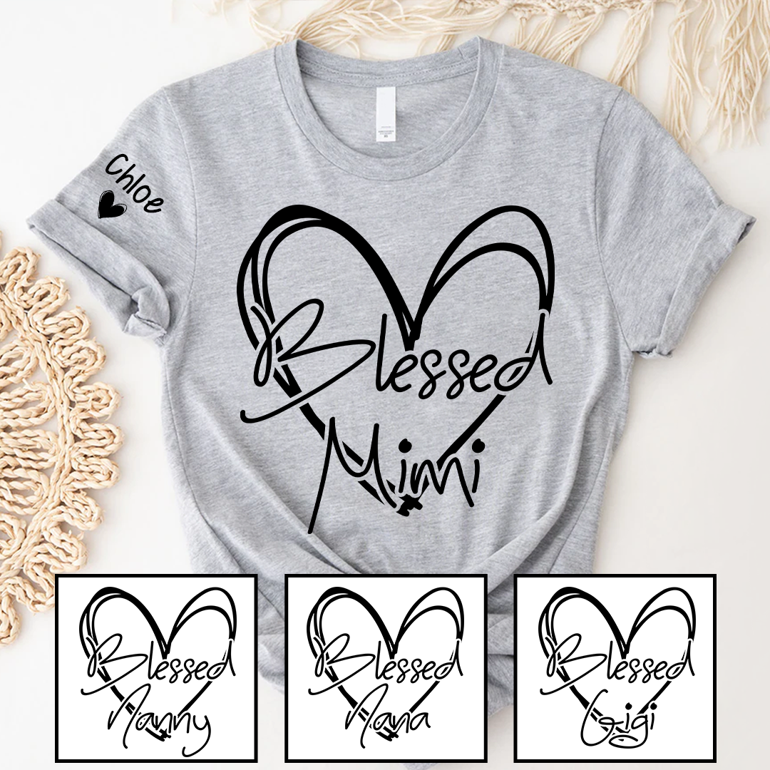 Blessed Mimi,Personalized Mimi, Grandma, Nana and Grandkids Mothers Day Gift T-shirt
