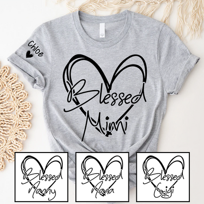 Blessed Mimi,Personalized Mimi, Grandma, Nana and Grandkids Mothers Day Gift T-shirt