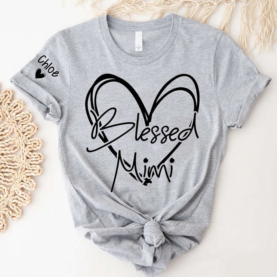 Blessed Mimi,Personalized Mimi, Grandma, Nana and Grandkids Mothers Day Gift T-shirt