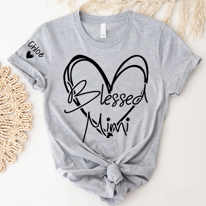 Blessed Mimi,Personalized Mimi, Grandma, Nana and Grandkids Mothers Day Gift T-shirt