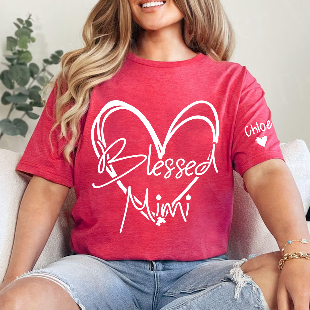 Blessed Mimi,Personalized Mimi, Grandma, Nana and Grandkids Mothers Day Gift T-shirt