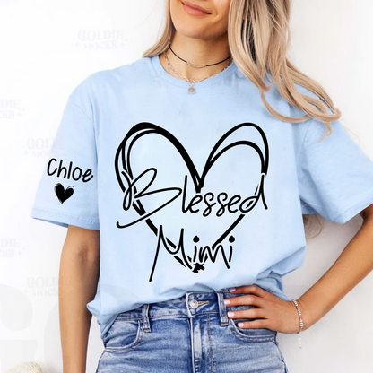 Blessed Mimi,Personalized Mimi, Grandma, Nana and Grandkids Mothers Day Gift T-shirt