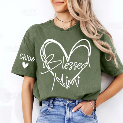 Blessed Mimi,Personalized Mimi, Grandma, Nana and Grandkids Mothers Day Gift T-shirt