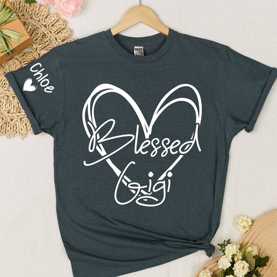 Blessed Mimi,Personalized Mimi, Grandma, Nana and Grandkids Mothers Day Gift T-shirt