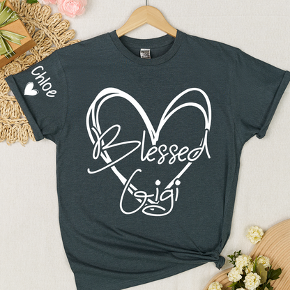 Blessed Mimi,Personalized Mimi, Grandma, Nana and Grandkids Mothers Day Gift T-shirt