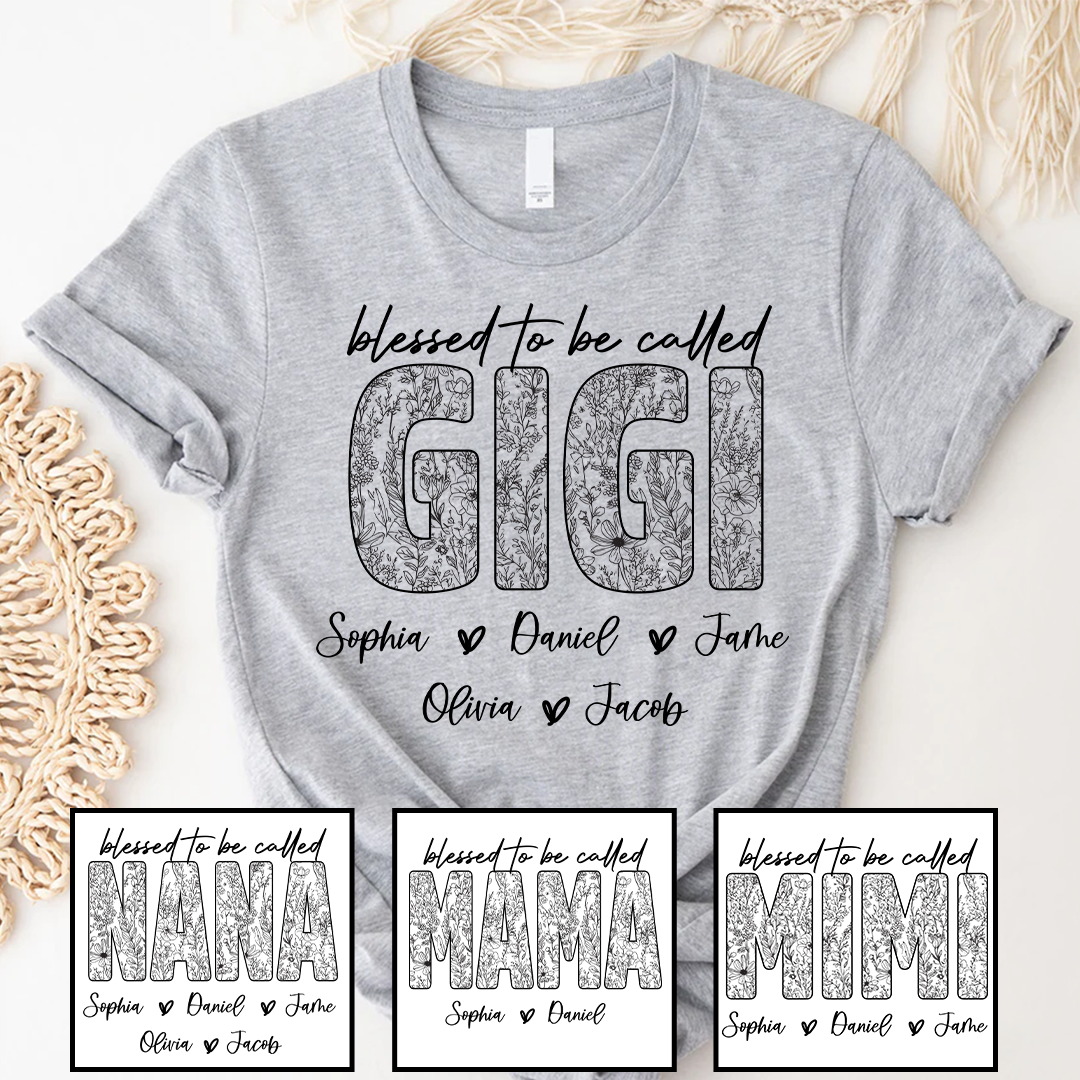 Blessed To Be Called Mimi And Grandkids Wildflower T-shirt