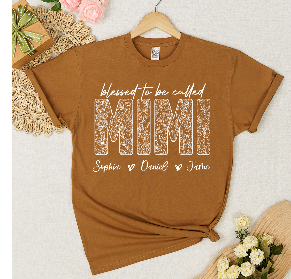 Blessed To Be Called Mimi And Grandkids Wildflower T-shirt