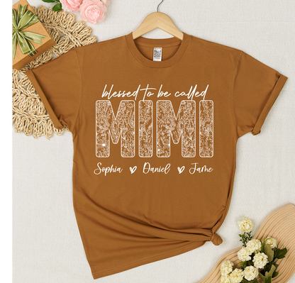 Blessed To Be Called Mimi And Grandkids Wildflower T-shirt
