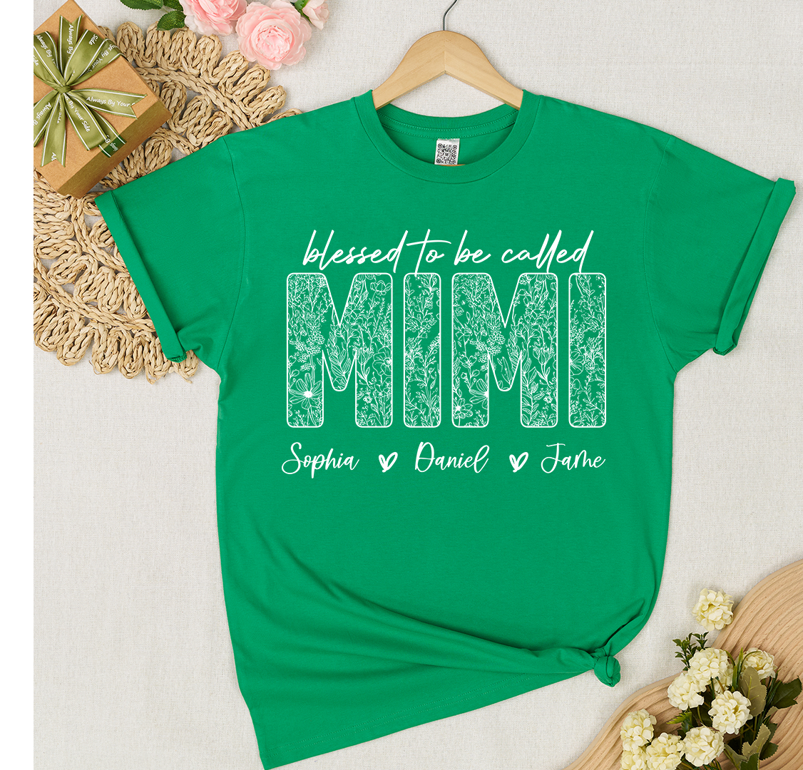 Blessed To Be Called Mimi And Grandkids Wildflower T-shirt