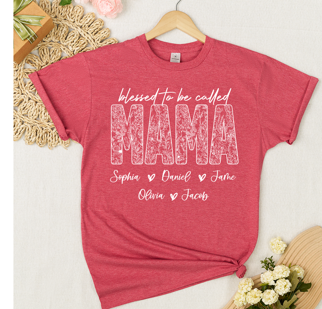 Blessed To Be Called Mimi And Grandkids Wildflower T-shirt