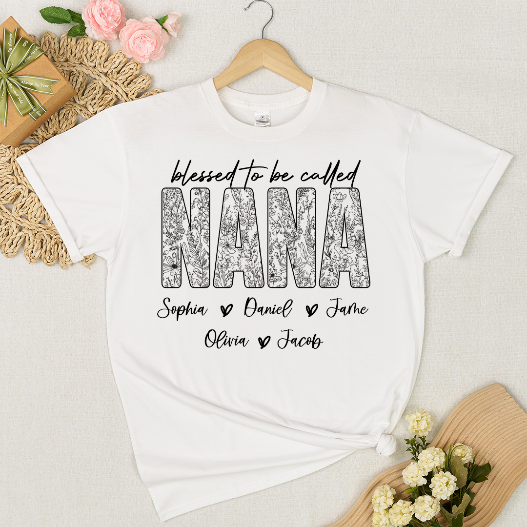 Blessed To Be Called Mimi And Grandkids Wildflower T-shirt