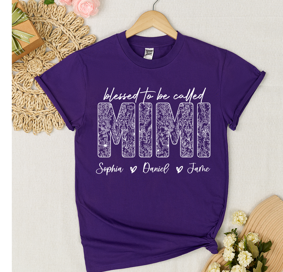 Blessed To Be Called Mimi And Grandkids Wildflower T-shirt