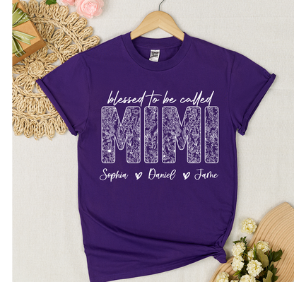 Blessed To Be Called Mimi And Grandkids Wildflower T-shirt