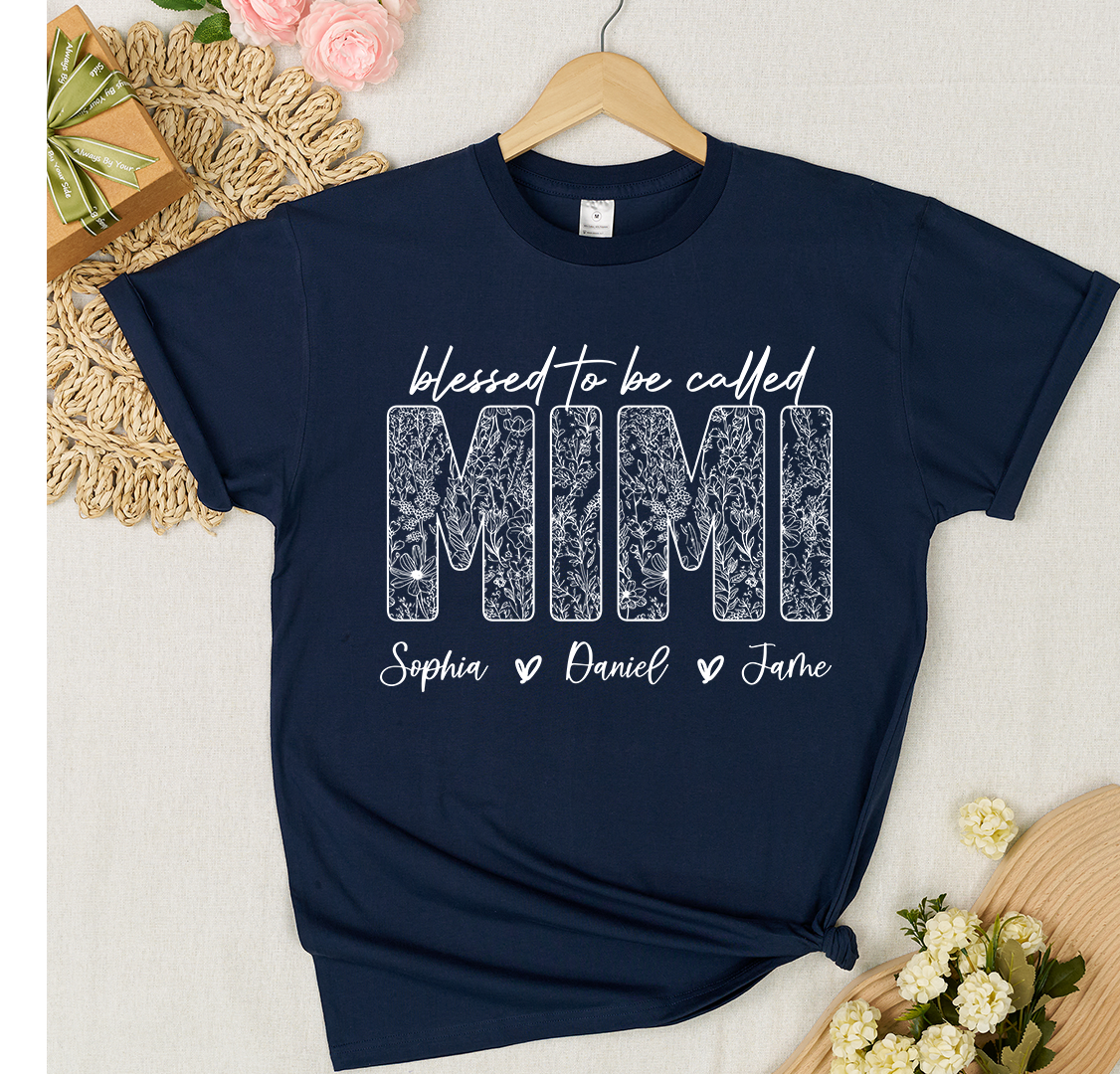 Blessed To Be Called Mimi And Grandkids Wildflower T-shirt
