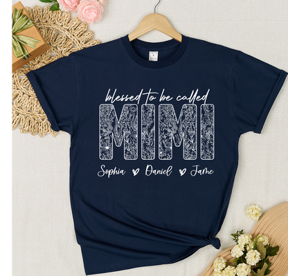 Blessed To Be Called Mimi And Grandkids Wildflower T-shirt