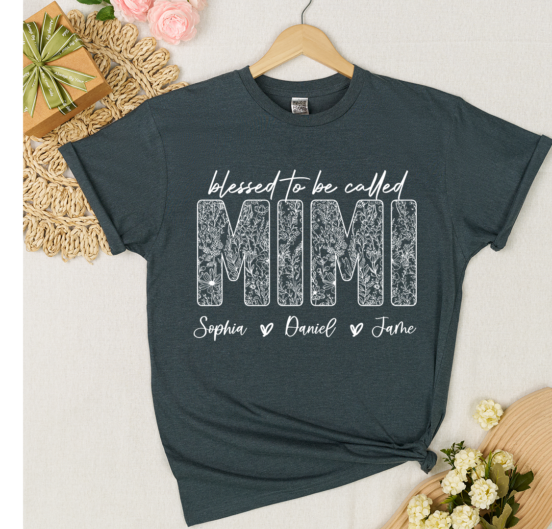 Blessed To Be Called Mimi And Grandkids Wildflower T-shirt