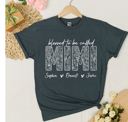 Blessed To Be Called Mimi And Grandkids Wildflower T-shirt