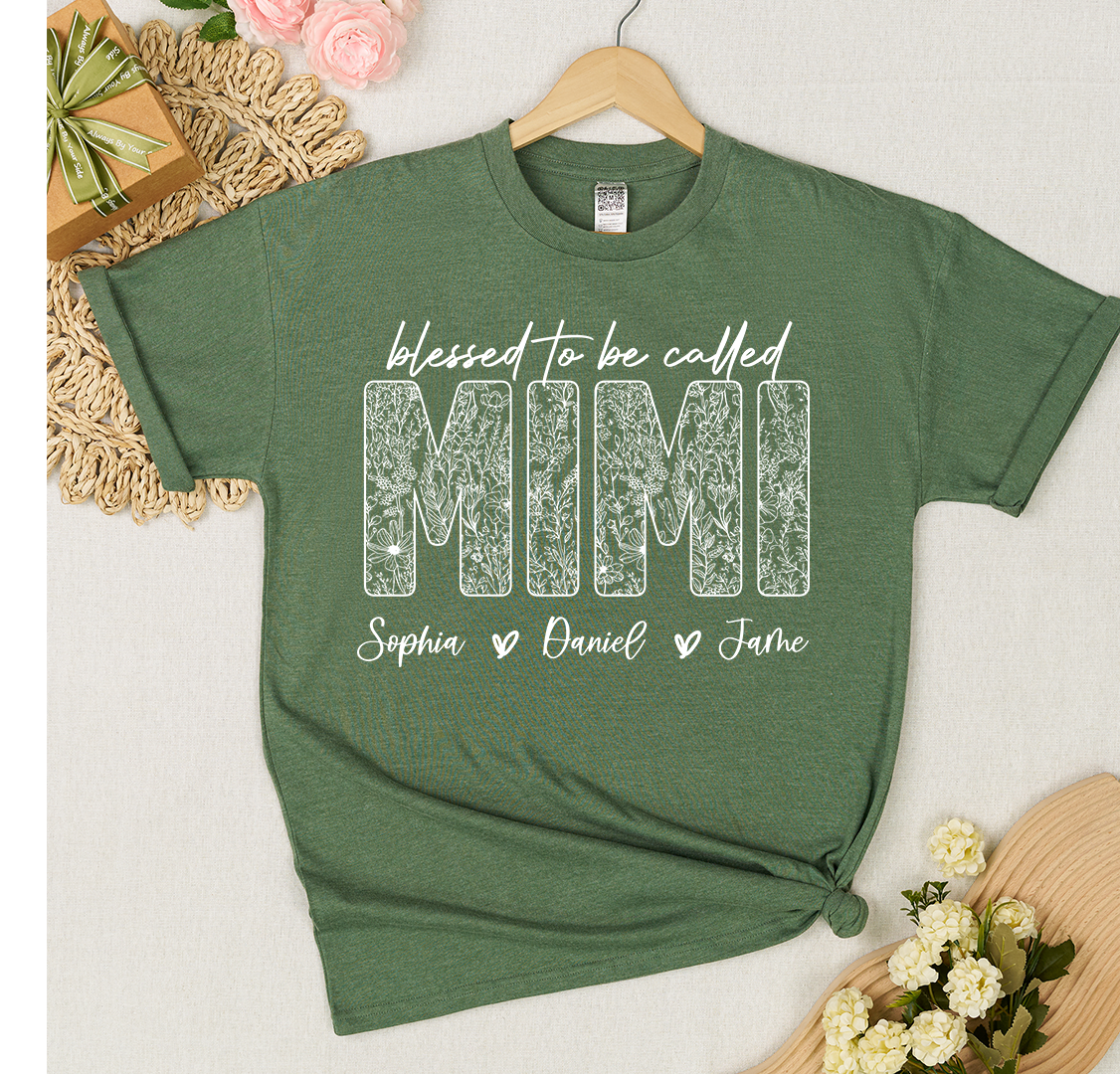 Blessed To Be Called Mimi And Grandkids Wildflower T-shirt