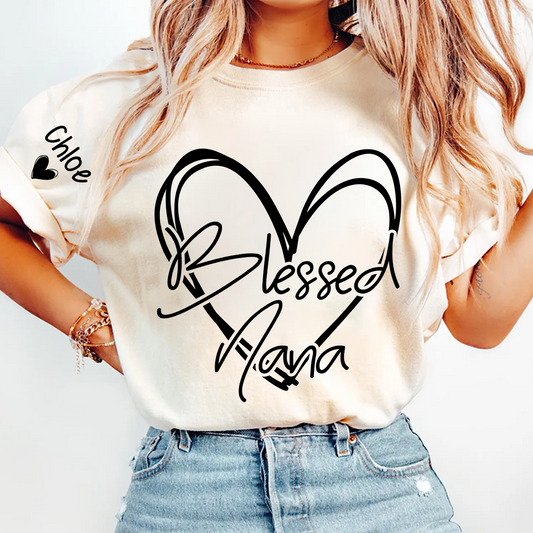 Blessed Mimi,Personalized Mimi, Grandma, Nana and Grandkids Mothers Day Gift T-shirt