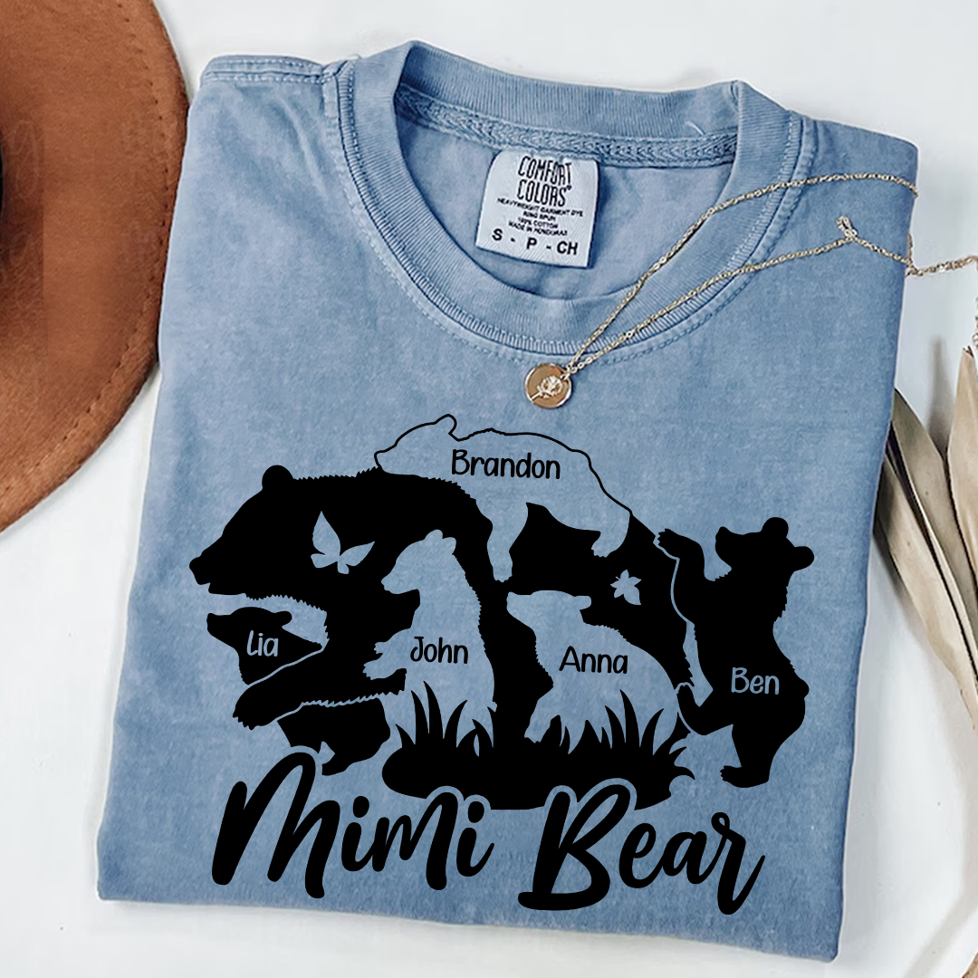 Comfort Colors® Mimi Bear Cute T-Shirt, Custom Grandma With Grandkids, Gift for Grandma Shirt