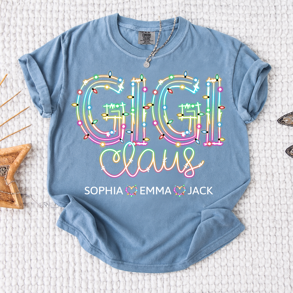 Comfort Colors® Gigi claus light And Grandkids Merry Christmas T-Shirt