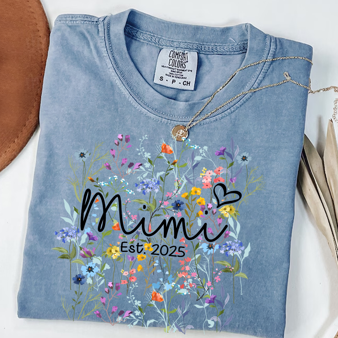 Comfort Colors® Mimi Heart Wildflower And Grandkids Shirt Gift for Grandma, Mother's Day, Birthday