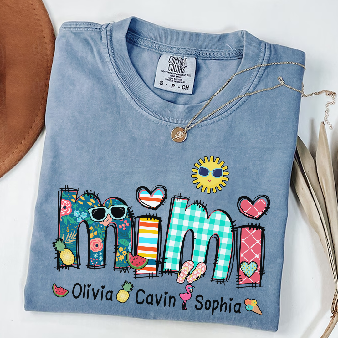 Comfort Colors® Personalize Mimi Summer 2026 Shirt, Custom Grandma And Grandkids Shirt, Gifts For Grandma Shirt