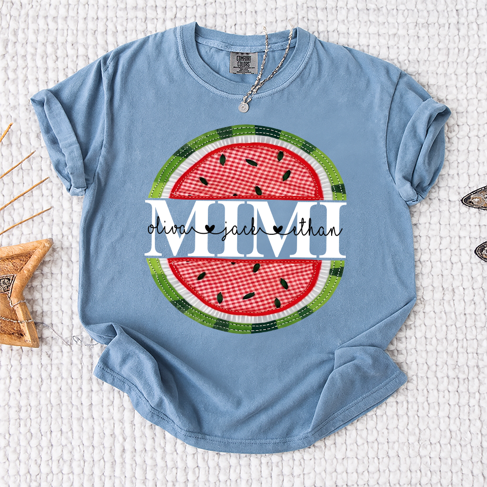 Comfort Colors® Mimi Patchwork Watermelon, Custom Mimi Gift for Grandma, Family Love