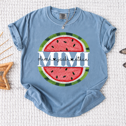 Comfort Colors® Mimi Patchwork Watermelon, Custom Mimi Gift for Grandma, Family Love