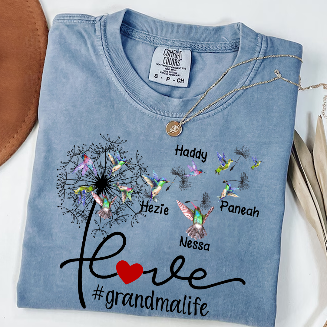 Comfort Colors® Love Grandma life with Grandkids Hummingbird Shirt, Gift For Grandma T-Shirt