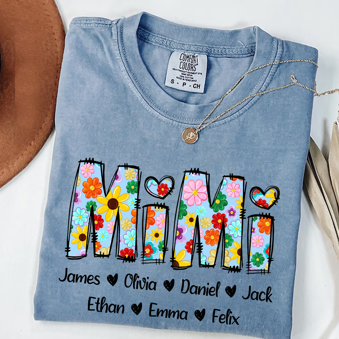 Comfort Colors® Mimi Art 2025 T-Shirt, Custom Grandma With Grandkids Shirt