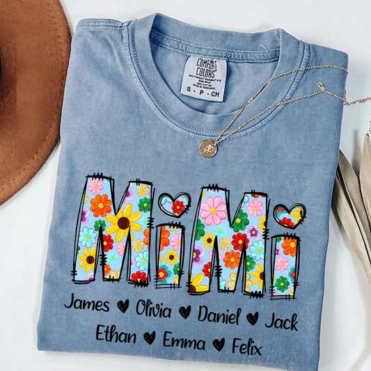 Comfort Colors® Mimi Art 2025 T-Shirt, Custom Grandma With Grandkids Shirt
