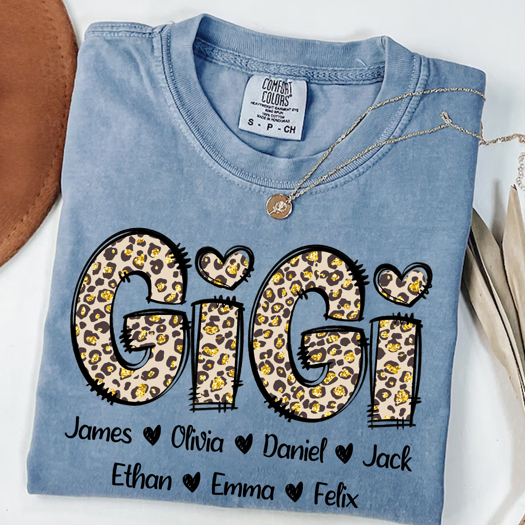 Comfort Colors® Gigi Leopard Trend Shirt, Custom Grandma With Grandkids, Gift for Grandma