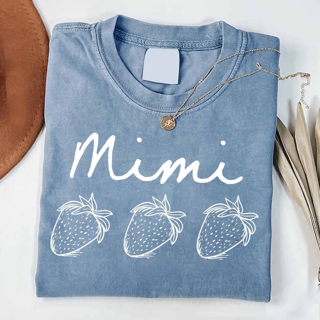 Comfort Colors® Personalized Mimi Strawberry Shirt, Custom Grandma Name Shirt with Kids Names, Cute Strawberry Family T-Shirt