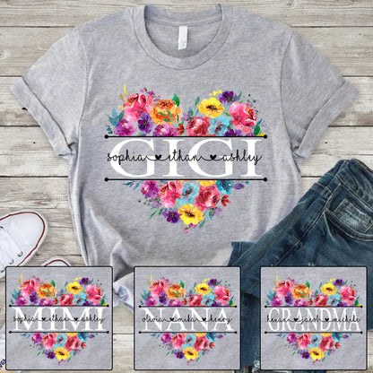 Bright Watercolor Floral Gigi And Grandkis CTH01 T-Shirt