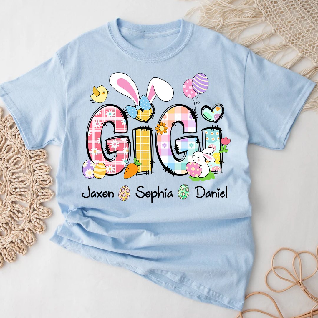 Bunny Easter Gigi Custom Gigi And Grandkids T-Shirt