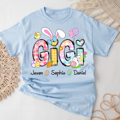 Bunny Easter Gigi Custom Gigi And Grandkids T-Shirt