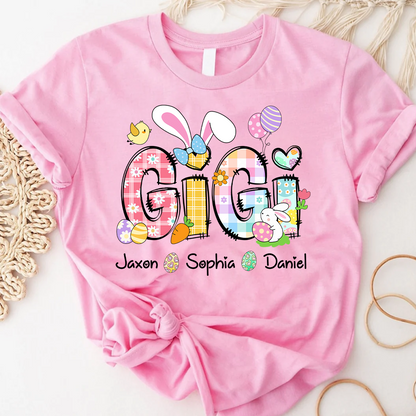 Bunny Easter Gigi Custom Gigi And Grandkids T-Shirt