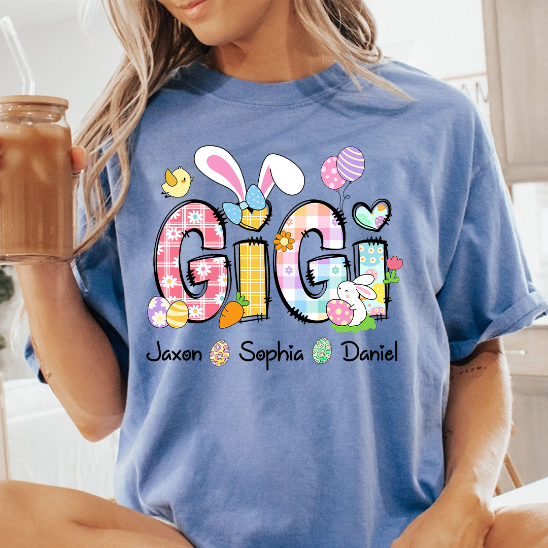 Bunny Easter Gigi Custom Gigi And Grandkids T-Shirt