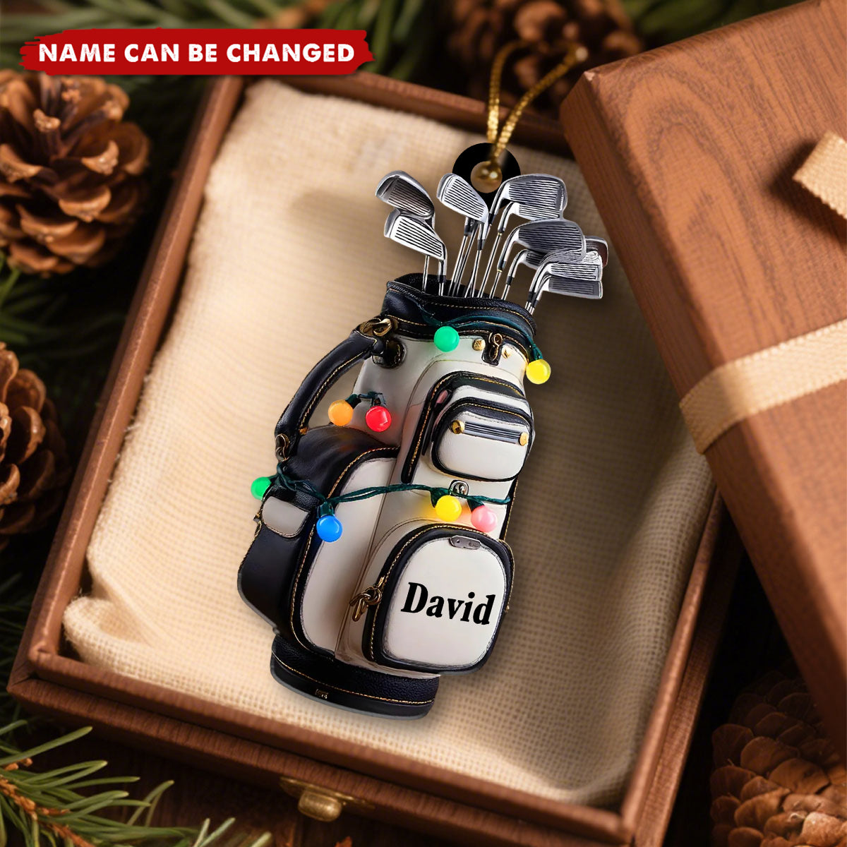 Personalized Golf Bag Ornament – Custom Acrylic Christmas Decoration, Perfect Gift for Golf Players Ornament